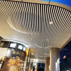 Sculptural Aluminum Wave Baffle Ceiling