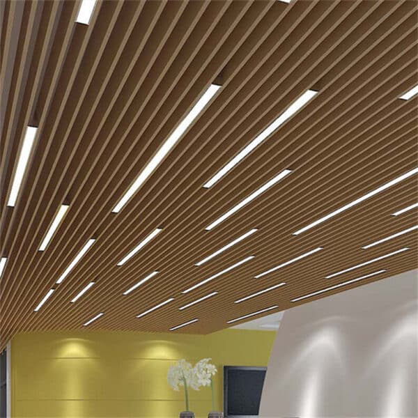 Aluminum Baffle Ceiling with LED Lighting