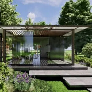 Pavillon Aluminium Verre trempé Serre