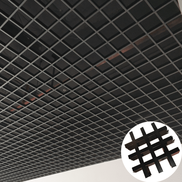 Black Powder-Coated Aluminum Grid Panels