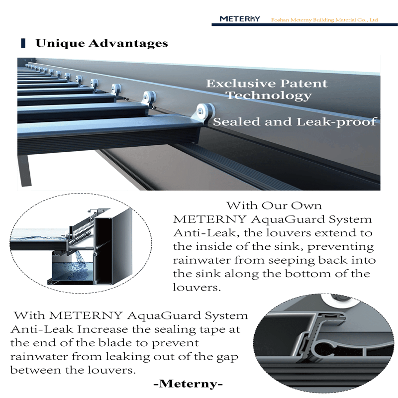 Meterny's Aluminum Pergola Water Leakage Prevention Design