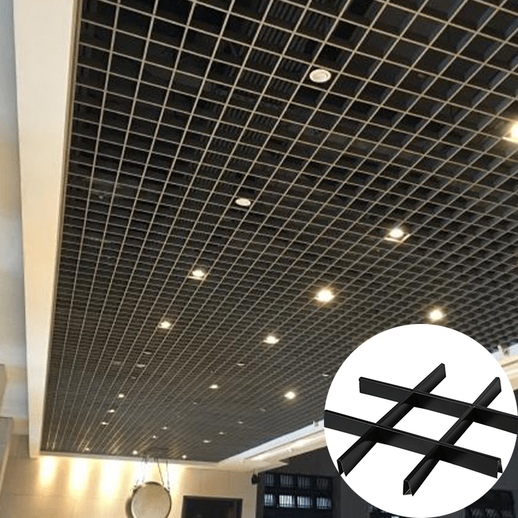 Sleek Matte Black Aluminum Grille Ceiling