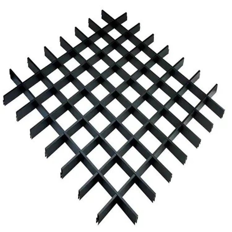 Soffitto compatto con griglia in alluminio di colore nero