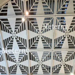 Geometric Aluminum Ceiling Panels with Leaf Pattern