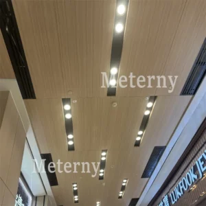 Modern Wood Effect Aluminum Slat Ceiling Design for Malls